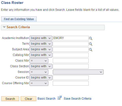 Class Roster Find an Existing Value